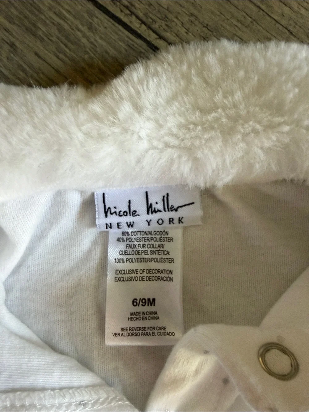 Nicole Miller Cream Footed One-Piece with Faux Fur Collar